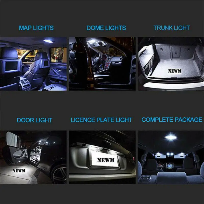 23pcs T10 C5W COB LED Girlianda 31mm 36/ 27/40/ 41/42mm 12V Baltas lemputes automobiliams Licencijos plokštės Vidaus reikalų Svarstymą 6500K Šviesos 5SMD