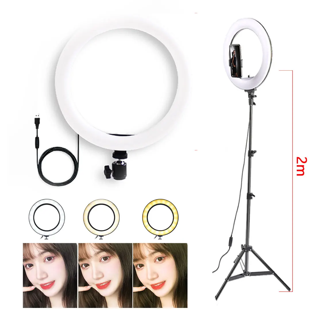 26cm Selfie Žiedas LED Šviesos Pritemdomi LED Žiedo Lempos Nuotraukų, Vaizdo Kamera 10inch Telefonas Šviesos žiedas šviesos Live 