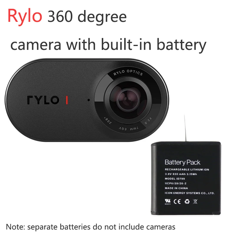 2vnt/daug kede 3.8 V 830mAh 3.15 Wh Fotoaparato baterija Rylo 360 laipsnių panoramines 4K HD 