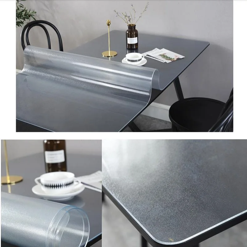 3.0 mm skaidrus, minkštas storas staltiesė atspari vandeniui ir karščiui atsparaus PVC staltiesė valgomojo stalas, žurnalinis staliukas, apvali staltiesė