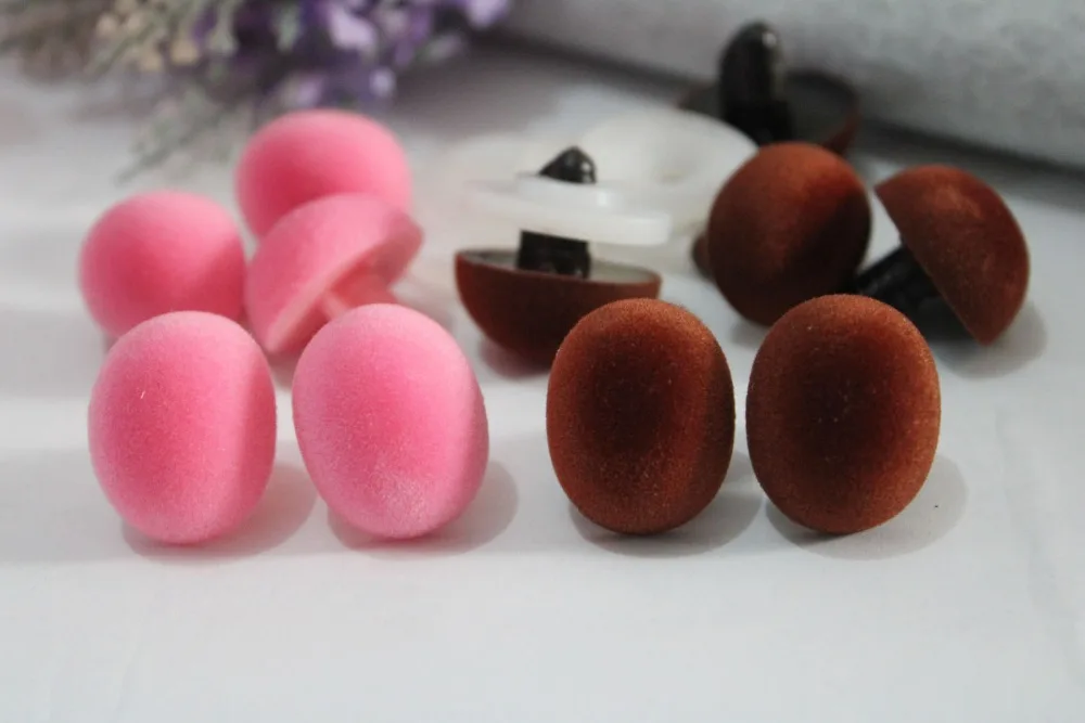 30pcs-19x24mm Ovalo formos rožinė/ruda/mėlyna spalvos, aukštos kokybės, flocking žaislas nosies saugos gyvūnų nosies + plovimo sunku