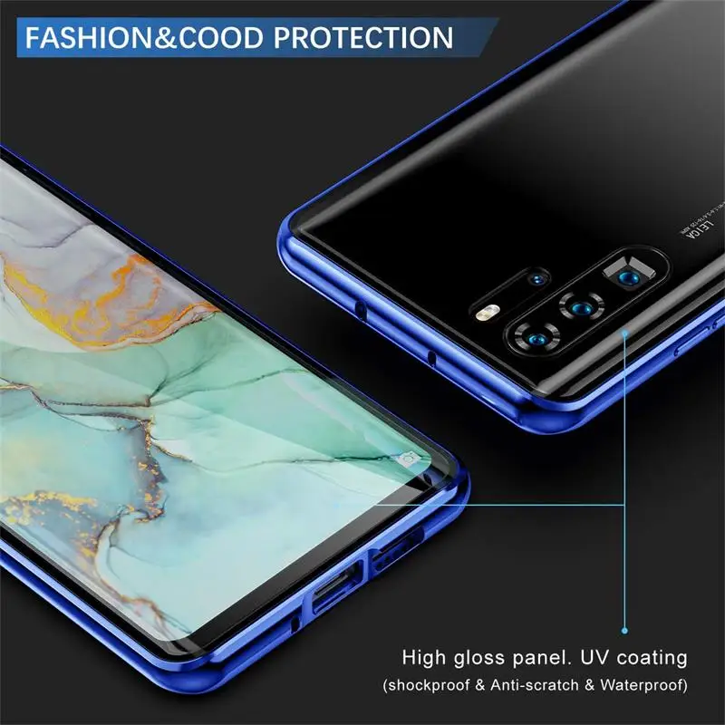 360 Apsaugos Flip Case For Huawei 30 Pro P30lite Grūdintas Stiklas Atgal Ir Priekinis Dangtis Magnetinio Telefoną Atveju Huawei 30 Lite