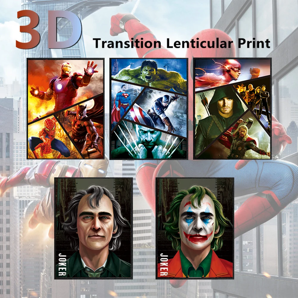 3D Lęšinė Spausdinimo Joker Plakatas 3D Spausdinimo Superhereos Nuotrauką Sienų Dekoras Tapybos 3D Filp Plakatas Lęšinė Lakštai