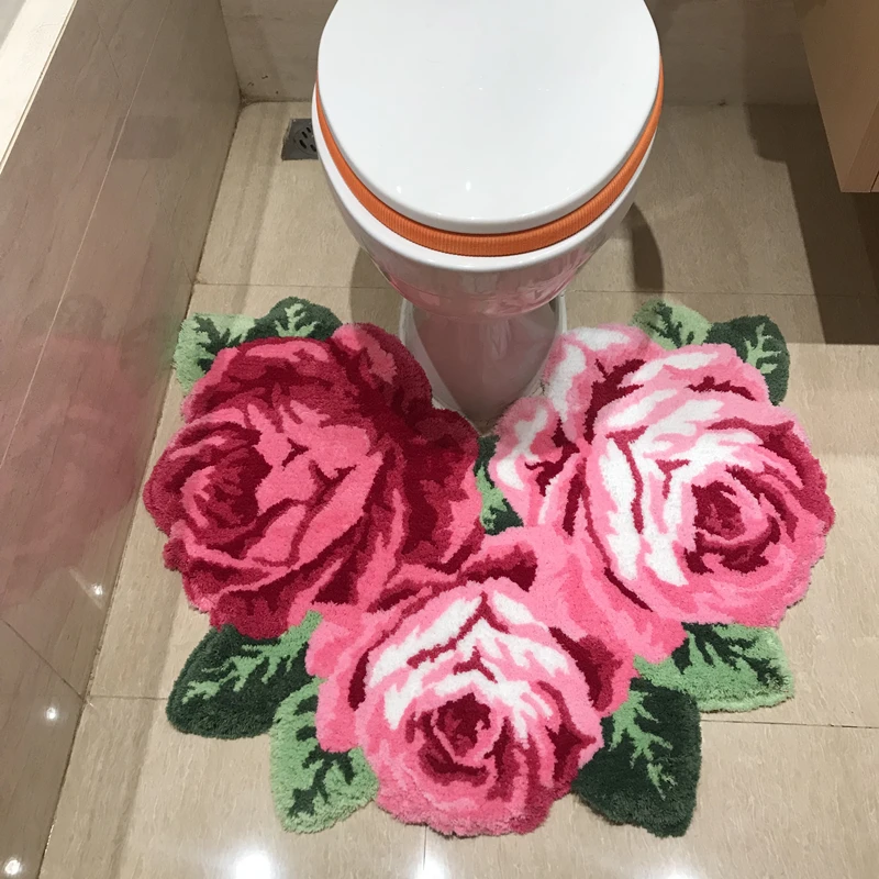 3D raudona rožė, kiliminė danga, vonios kilimėlio už bethroom svetainės kilimą, rausva rožė gėlių kilimų kilimėlių vonios kilimėliai anti-slip