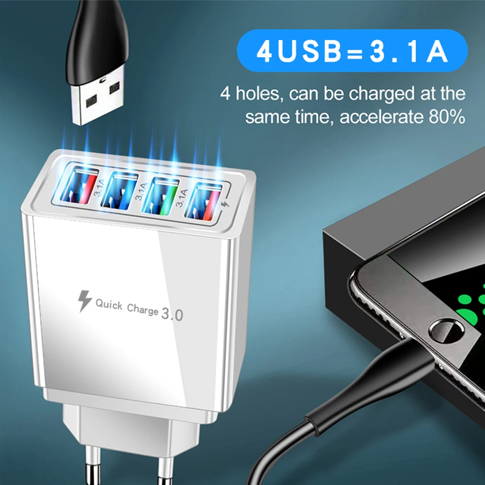 4 USB Kištukas ES/JAV Prijunkite USB Įkroviklio Telefono Adapteris, skirtas 