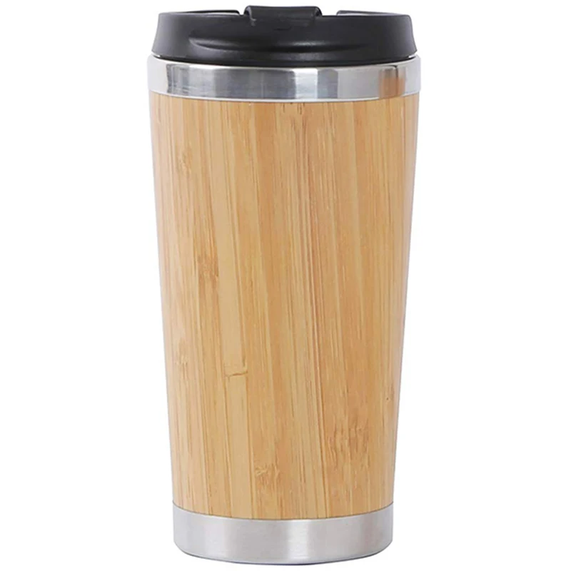 450Ml Bambuko Kavos Puodelis Nerūdijančio Plieno Kavos Kelionės Puodelis Su nepralaidžiose Padengti Izoliuoti Kavos Lydintis Taurės Daugkartinio naudojimo Woode
