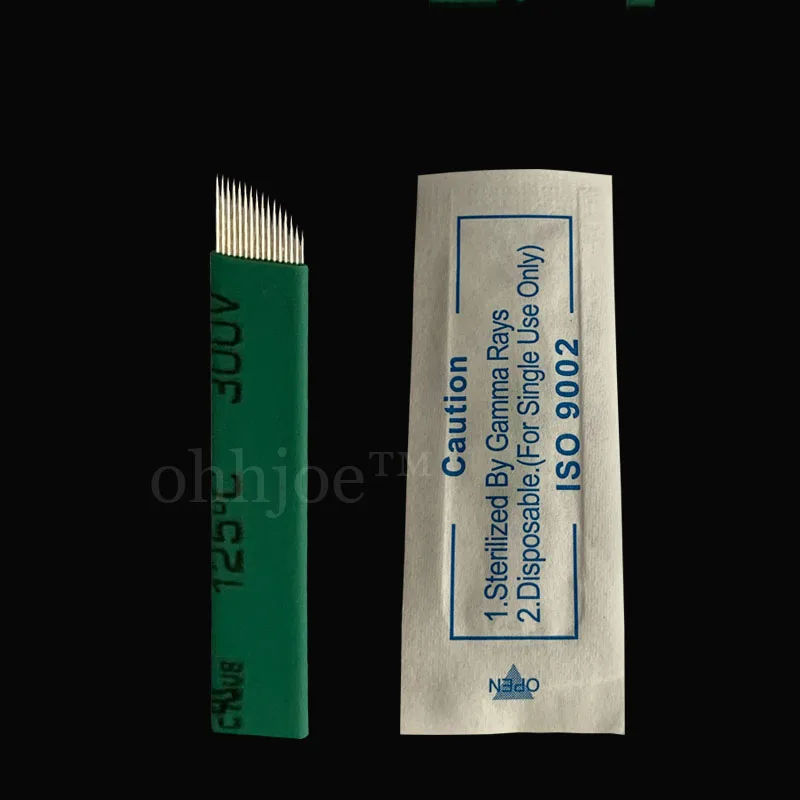 50/500 VNT 0.18 mm, žalia 12 Flex permanentinis Makiažas Vadovas Antakių Tatuiruotė Adatos Ašmenys, skirti 3D Siuvinėjimo Microblading Tobori Pen