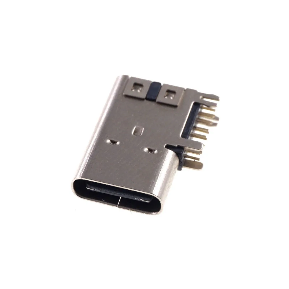 50pcs USB 3.1 C Tipo Jungtis 14 Pin Female Lizdas talpykla Per skyles PCB Vėliavos Tipas Kampas 90 Laipsnių Shield 5A Vbus