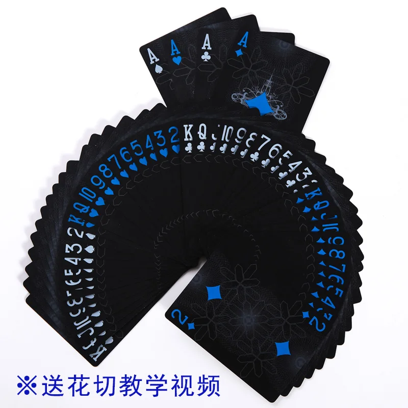 55pcs pvc atsparumas vandeniui plastikinis iškilumo gryna juoda pokerio rinkinys magic tool kortų kaladę surinkimo metu