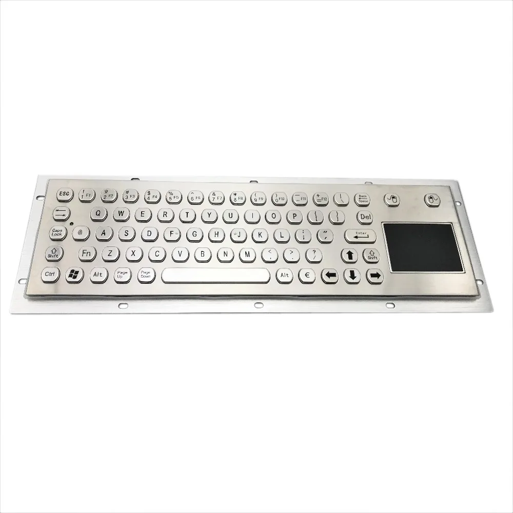 66 klavišus ir mygtukus, Šešiakampis keycap vandeniui metalinis kioskas nerūdijančio plieno plokštė klaviatūra su touchpad arba juoda electroplated spalva
