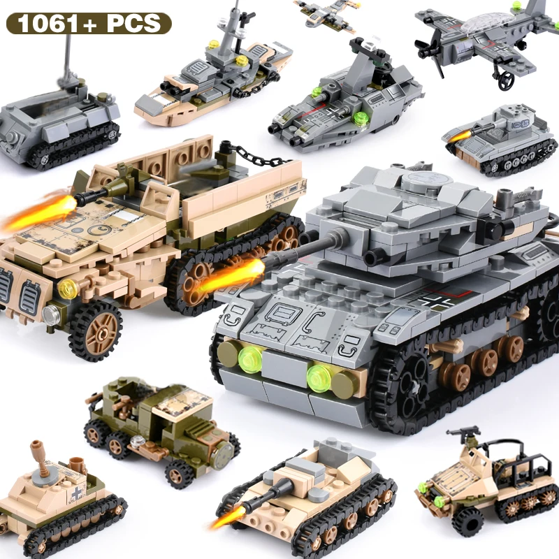 8 2 1061Pcs Armijos Tankas Blokai Empires Plieno įrangos pardavimas, biuro įrangos Blokai Karinės Transporto priemonės, Automobilių Žaislai Plytos