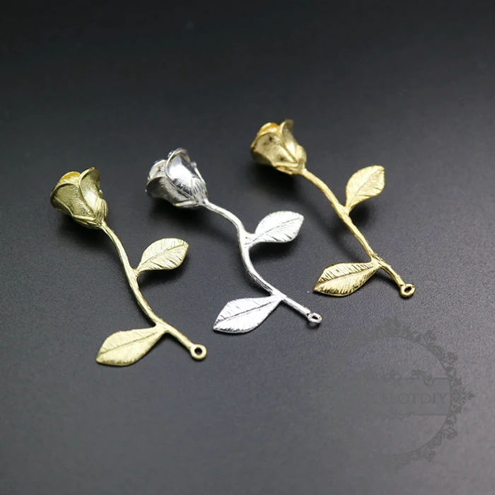 9x38mm sidabro,aukso,žalvario žaliavos žalvario spalvos rožių filialas pakabukas žavesio 1850277