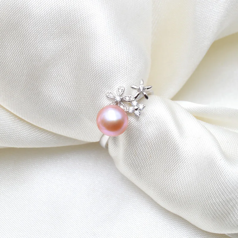 ASHIQI Originali 925 Sterlingas Sidabro Vestuvių Žiedas Natūralių gėlavandenių Perlų Gėlių Papuošalai Moterims
