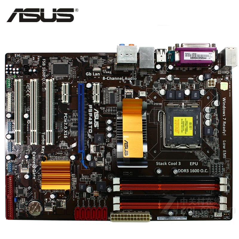 ASUS P5P43TD Plokštė LGA 775 16GB DDR3 Intel P43 P5P43TD Darbalaukio Mainboard Systemboard SATA II PCI-E X16 Naudojamas AMI BIOS
