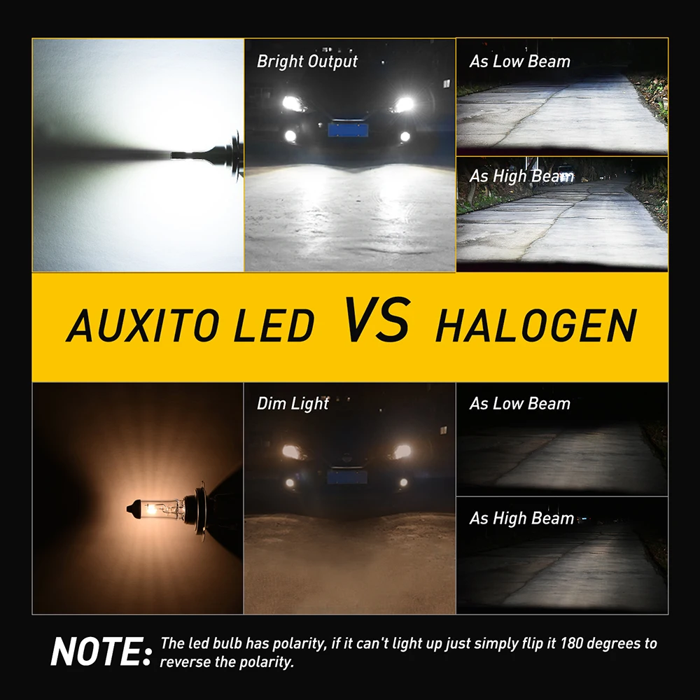 AUXITO 2x Turbo H4 LED Žibintų 48W 6000K SPT Už 