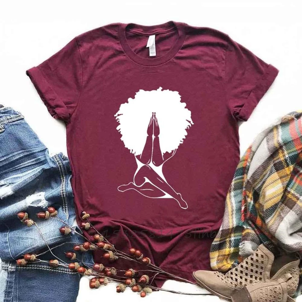 Afro Meldžiasi Spausdinti Moterų Marškinėlius Organinės Medvilnės Marškinėliai Lady Mergina, Moteris, T-Marškinėliai Graphic Top Tee Lašas Laivybos