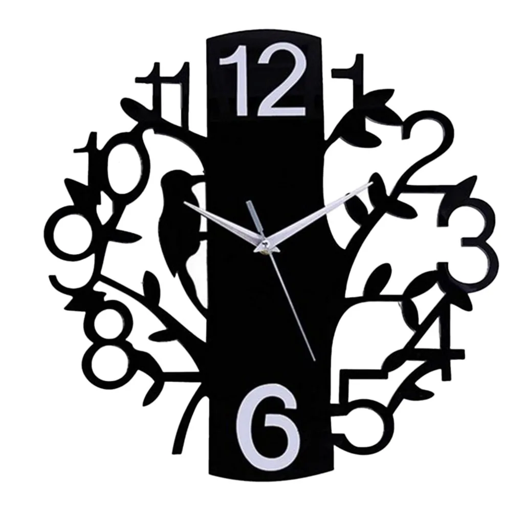 Amatų Medžio Formos Sieninis Laikrodis Laiko 12H Ekranas Kvarco Namų Dekoratyvinės Sienų Lipdukas Lengvai Skaityti