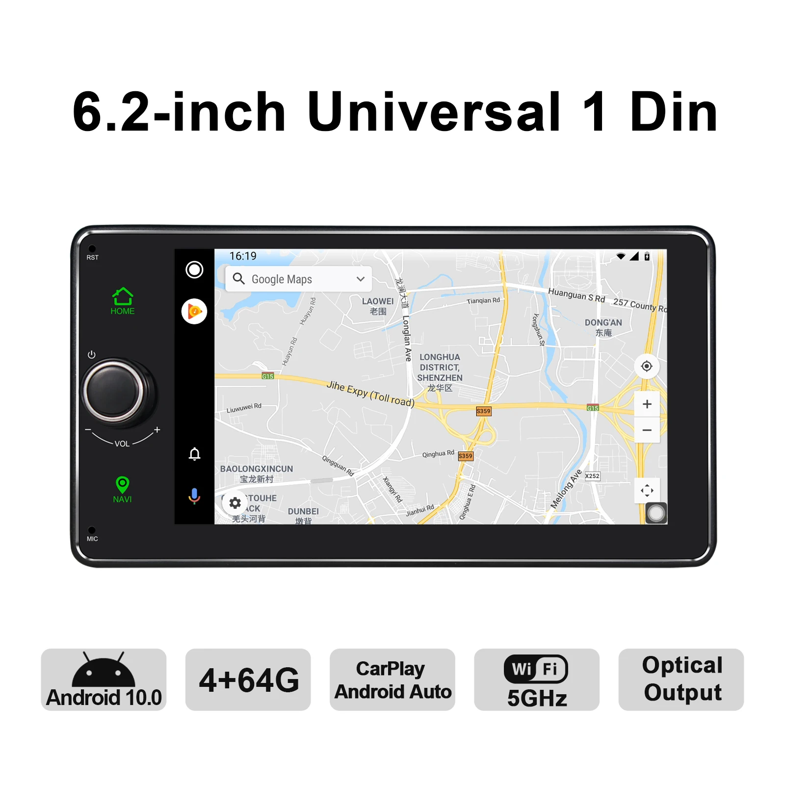 Android 10.0 Automobilio Radijo 6.2 colių GPS Navigacija, 4GB RAM+64GB ROM galvos vienetas stereo universal autoradio vaizdo grotuvas paramos 4G/BT