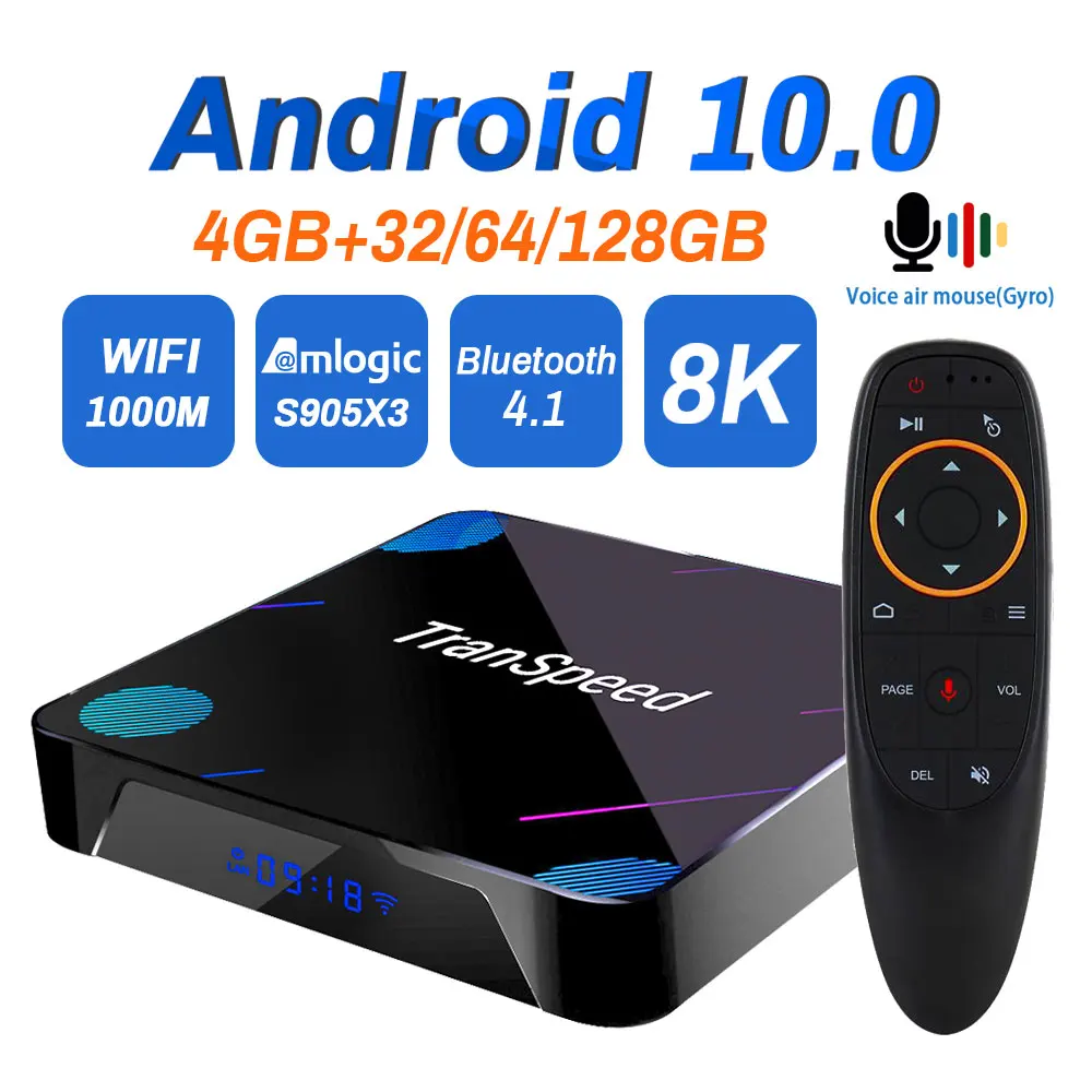 Android 10.0 TV Box X3 Plius 4K 8K 4GB 128G Amlogic S905X3 32G 64G 