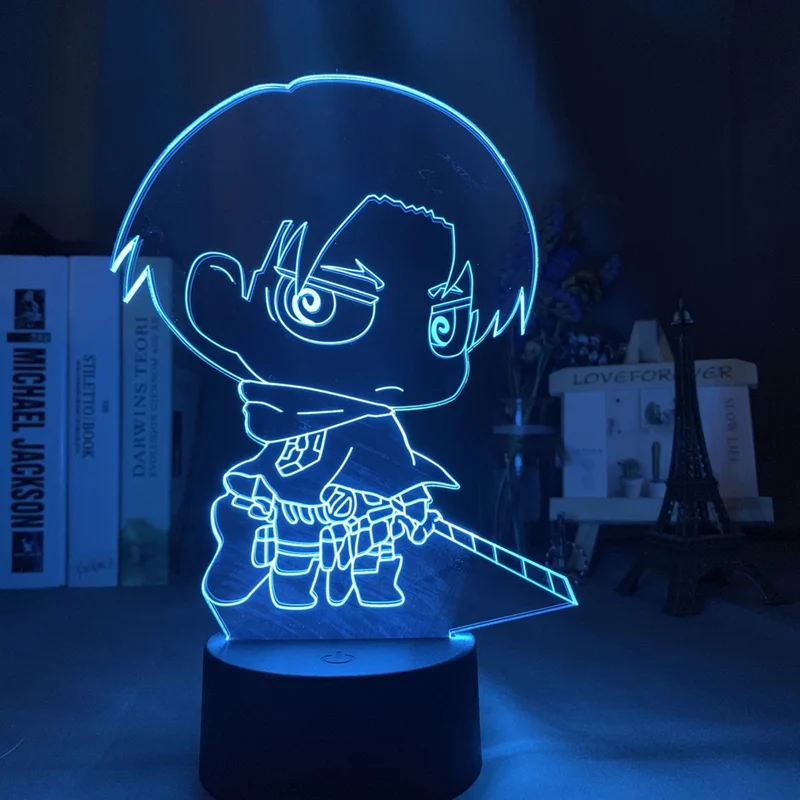 Anime Ataka Titan Paveikslas Modelis, Žaislai Levi Veiksmų Skaičiai Akrilo 3D Led Nakties Šviesos Lempa 