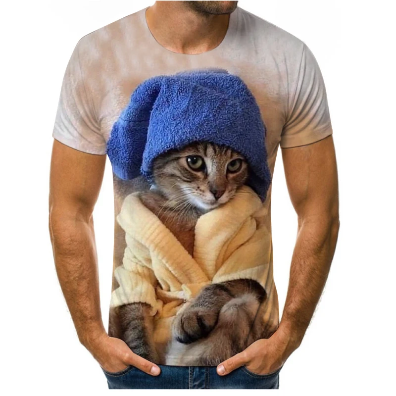 Asmenybės keista katė 3d spausdinimo mados vasaros vyriški ir moteriški marškinėliai minkšti, laisvi marškinėliai atsitiktinis gatvės vyriški drabužiai