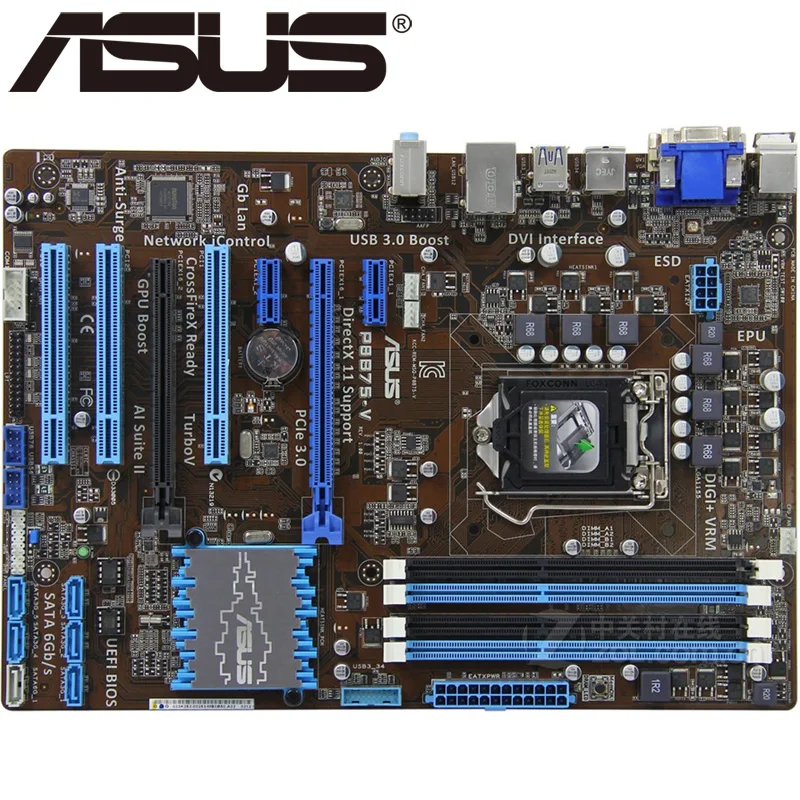 Asus P8B75-V Darbastalio Plokštė B75 Socket LGA 1155 i3 i5 i7 DDR3 32G uATX UEFI BIOS Originalus Naudojami Mainboard Parduoti