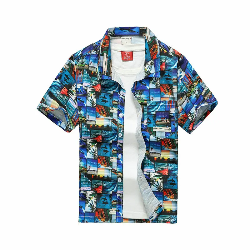 Atsitiktinis Mens trumpomis Rankovėmis Beach Havajų Marškinėliai Atogrąžų Vasarą Spausdinimo Mygtuką Žemyn Marškiniai Vyrams, Plius Dydis S-5XL camisa masculina