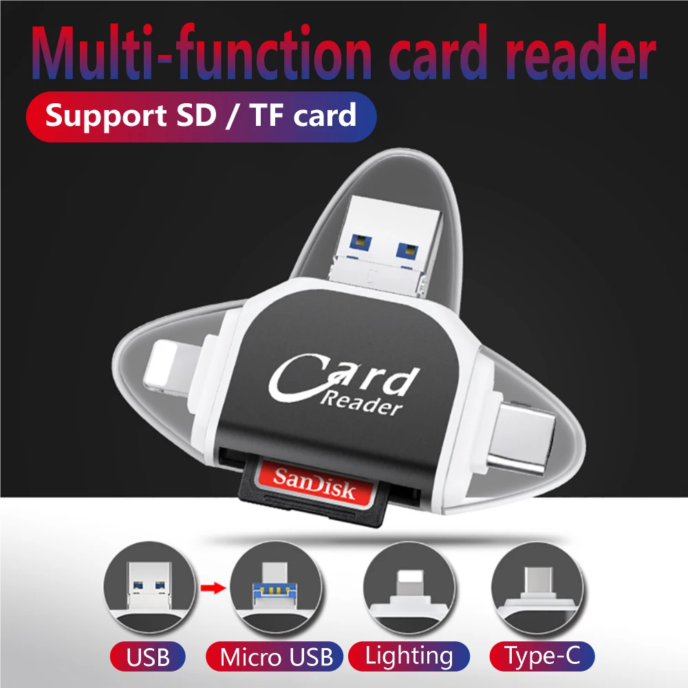 Aukštos Kokybės, 4 1 i Flash Drive USB Micro SD/TF Kortelių Skaitytuvo Adapteris, skirtas 