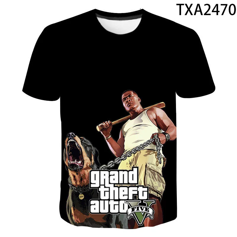 Aukštos kokybės 3D Spausdinimo Grand Theft Auto Žaidimo Gta Atspausdinta Marškinėliai Vyrų, Moterų, Vaikų trumpomis Rankovėmis T-Shirt Berniukas Mergaitė Vaikai Viršūnes Tees