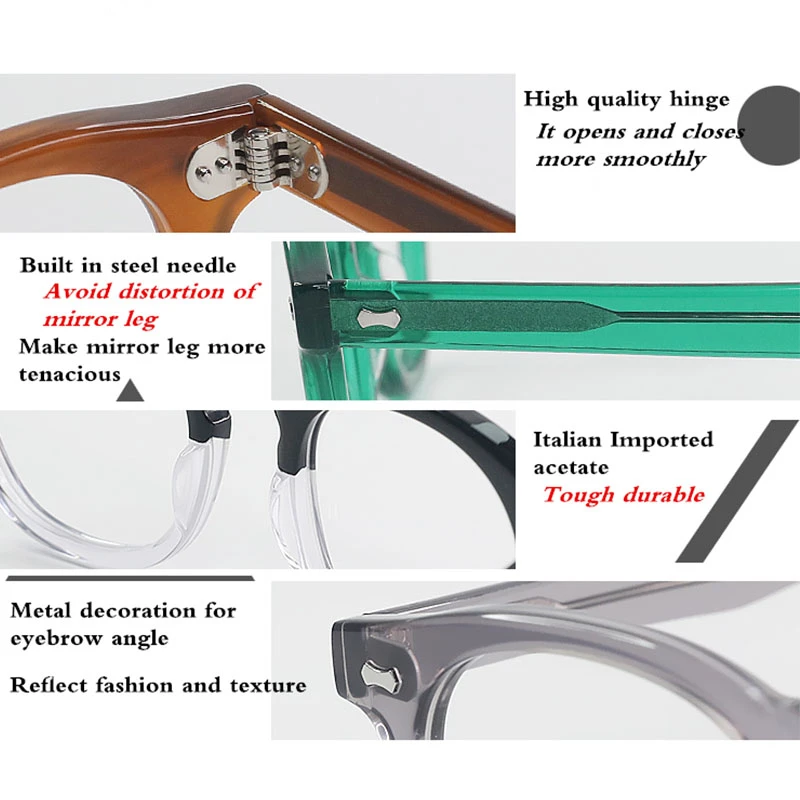 Aukštos kokybės Retro saldainiai permatomos plokštės apvalus rėmo akiniai su trumparegis plokščių rėmas vyrams ir womeno culos de grau