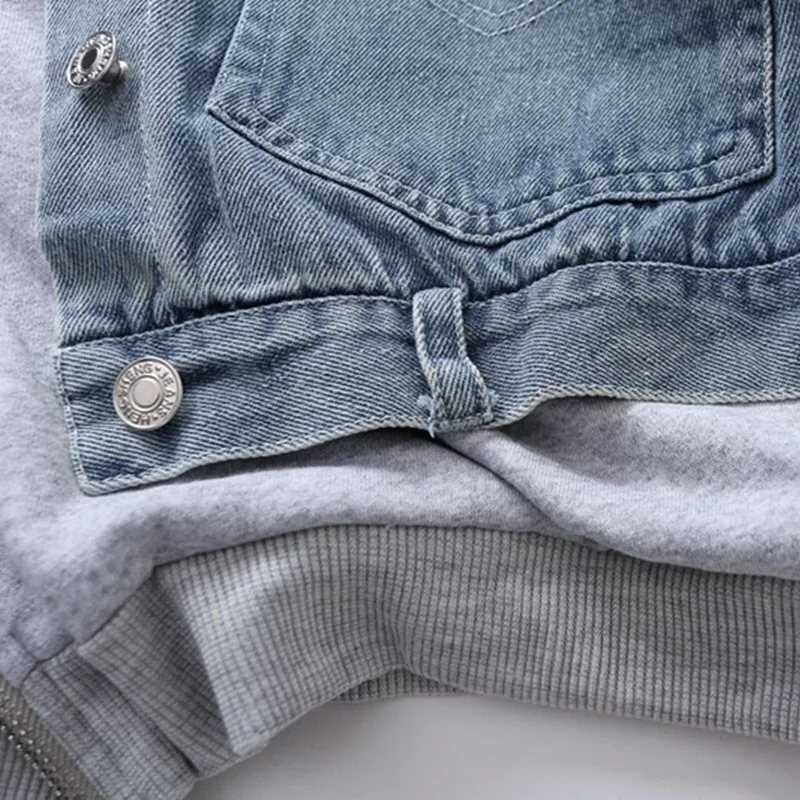 Aukštos kokybės korėjos moterų pavasarį, rudenį naujas džinsinis švarkas prarasti netikrą du gobtuvu, užtrauktukas atsitiktinis džinsinio striukė moterų streetwear