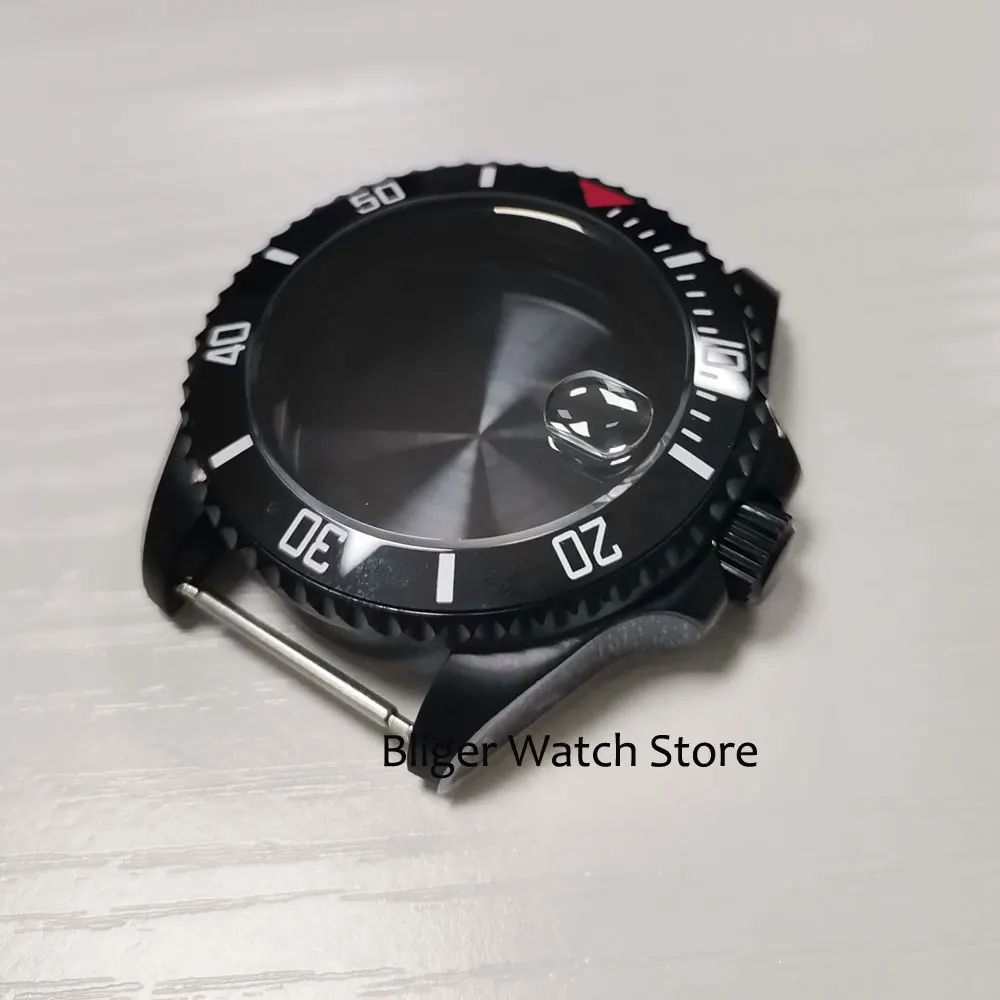 BLIGER SUB PVD 40mm Automatinis Laikrodis Atveju tinka NH35 Saphire Glass su Cyclop Vienkrypčiai Bezel Varžtas Karūna