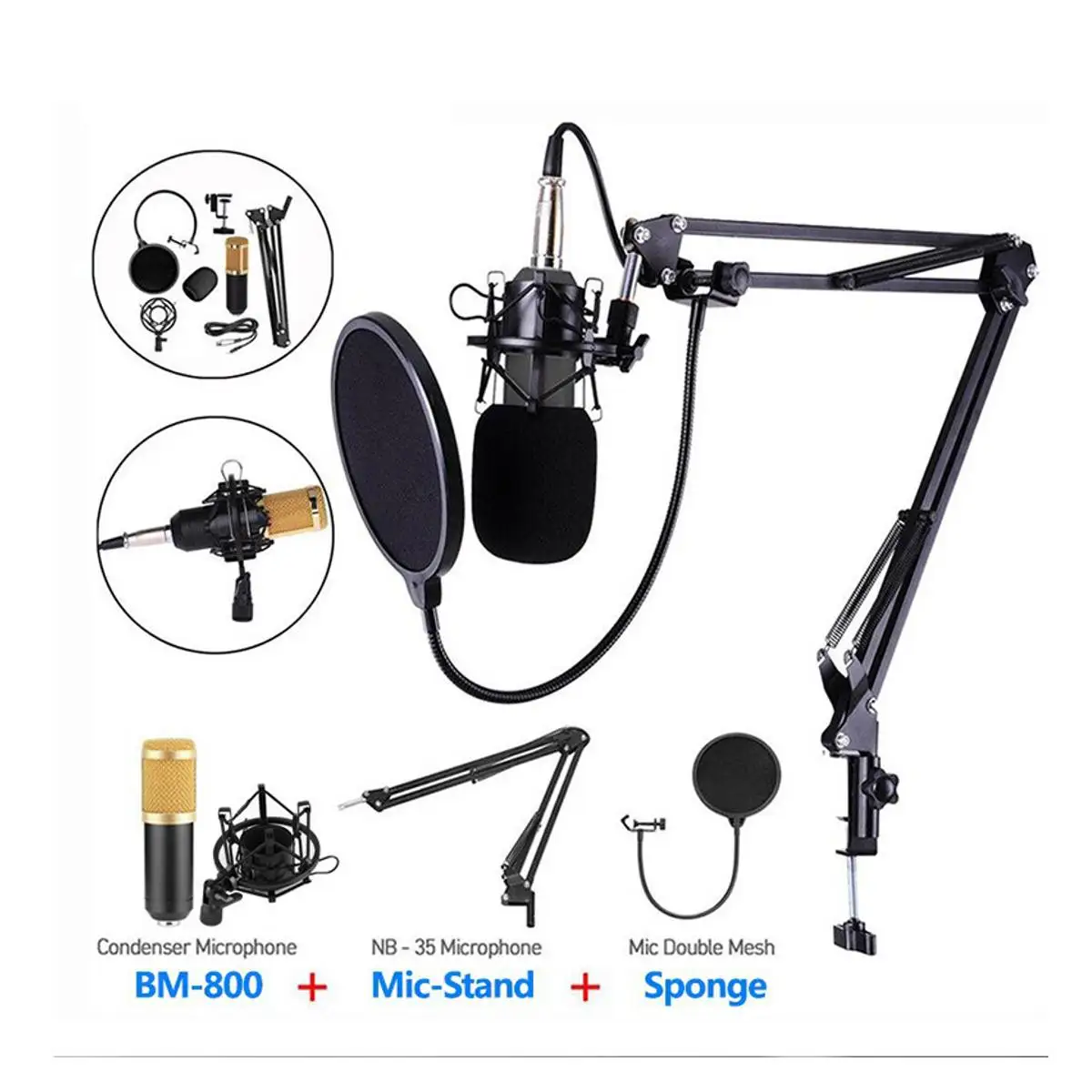 BM800 Pro Mikrofonas Maišytuvas Garso dj MIC Stand Kondensatoriaus USB Bevielis Karaoke KTV Profesionalus Registravimo Live 