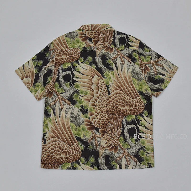 BOB DONG Didelis Falcon Havajų Marškinėliai Retro Medvilnės-Lino Kilpos Apykaklę, Trumpas Rankovės