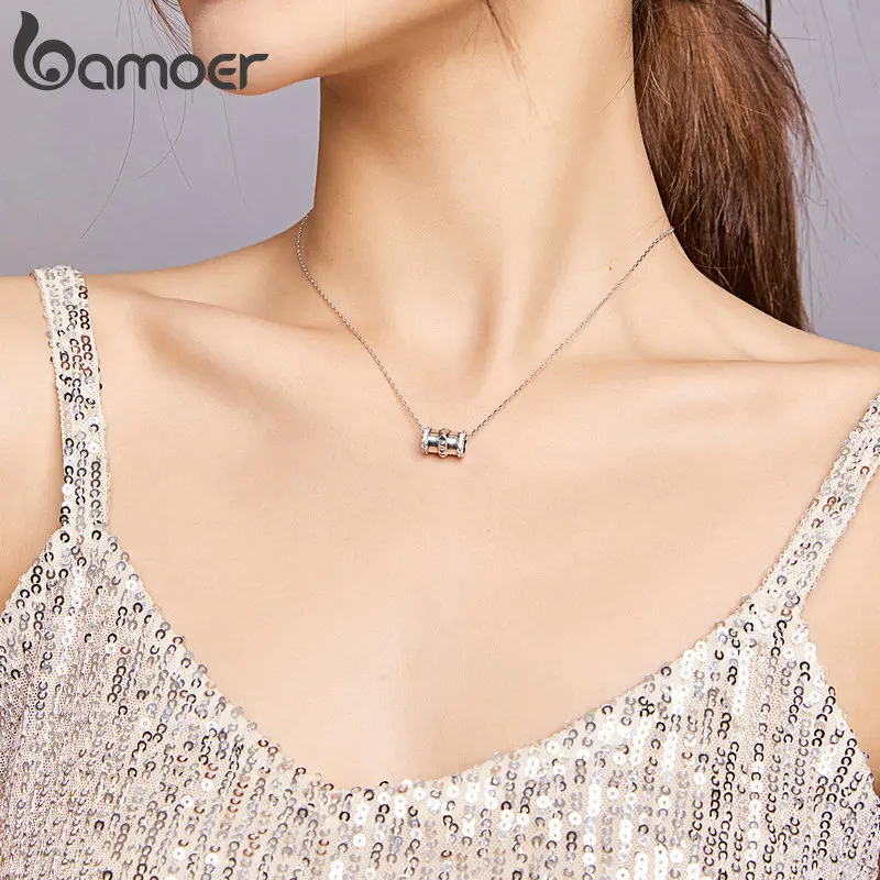 Bamoer Originali 925 Sterlingas Sidabro Geometrinis Barelį Karoliukai Grandinės Karoliai Moterų Fine Jewelry 2020 Naujas Antkaklis SCN405