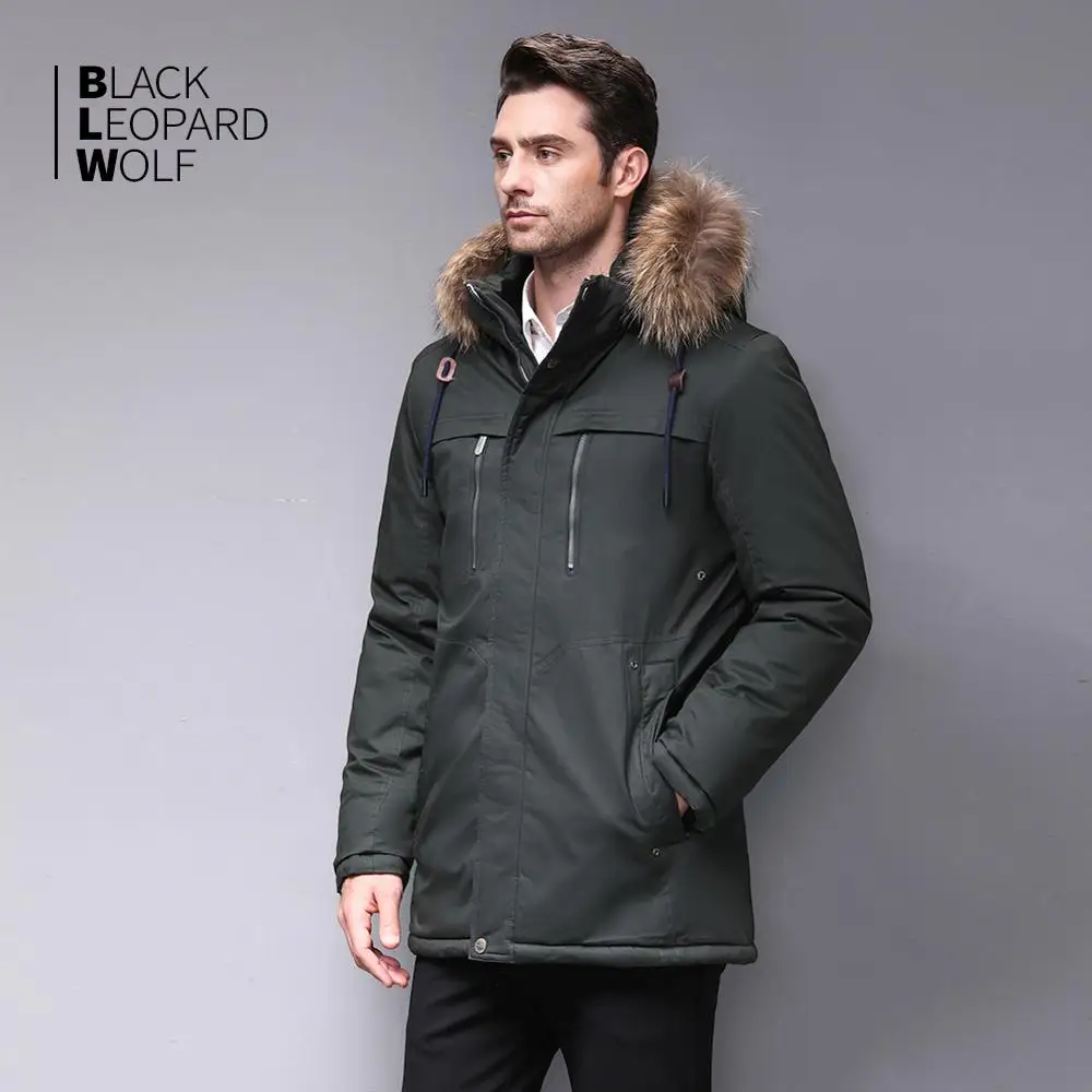 Blackleopardwolf 2019 žiemos striukė vyrų mados kailis thik parko vyrų aliaskos nuimamas outwear su patogiai rankogaliai BL-6605M