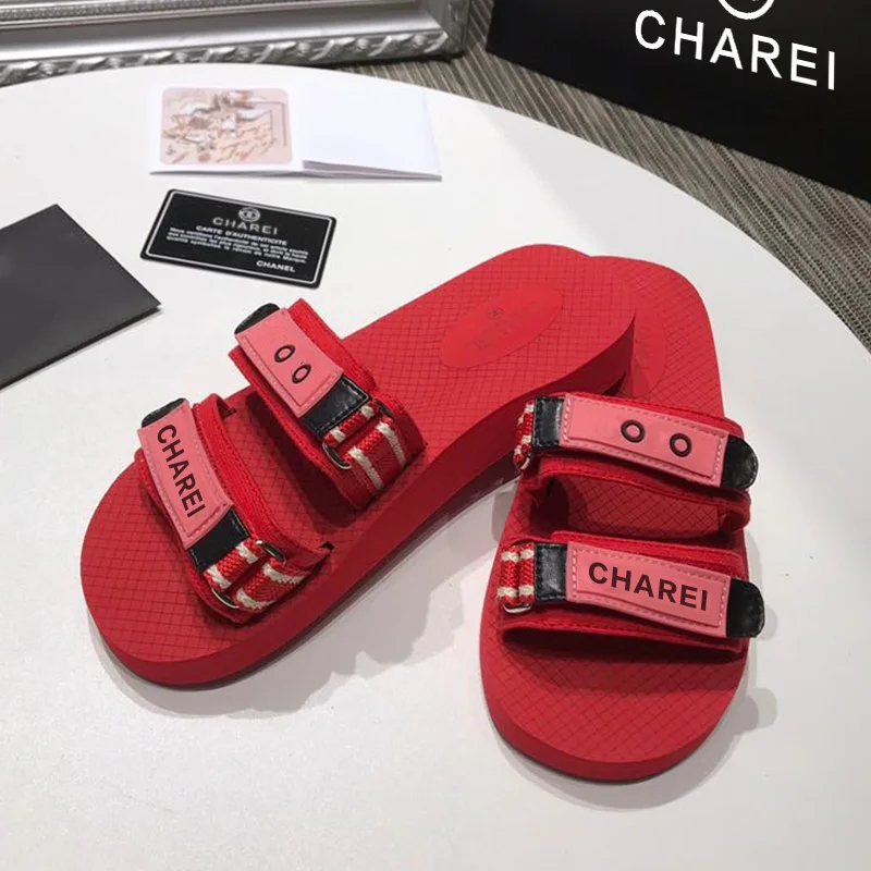 CHAREI counter plokščiadugnis šlepetės visiškai asmenybė 2020 metų vasaros naują pačiu moterų batai didelių žvaigždžių aukštos kokybės