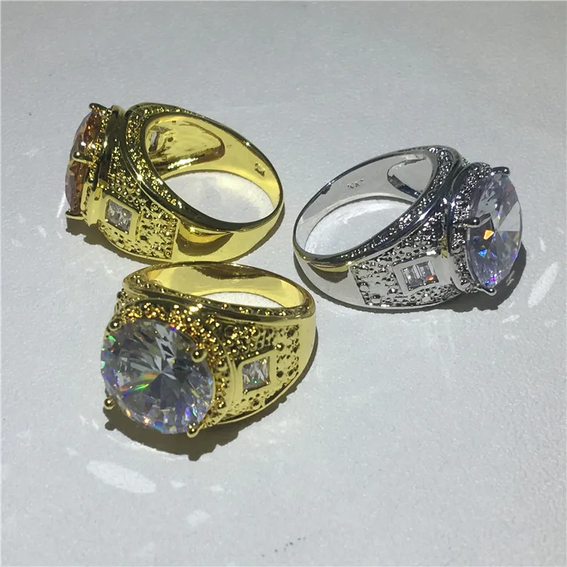Choucong Prabangių Vyrų Derliaus žiedas Didelis 10ct AAAAA cirkonis akmuo, Geltonos Aukso Užpildytas Šalies Vestuvių Juostoje žiedai vyrams Pirštu Papuošalai