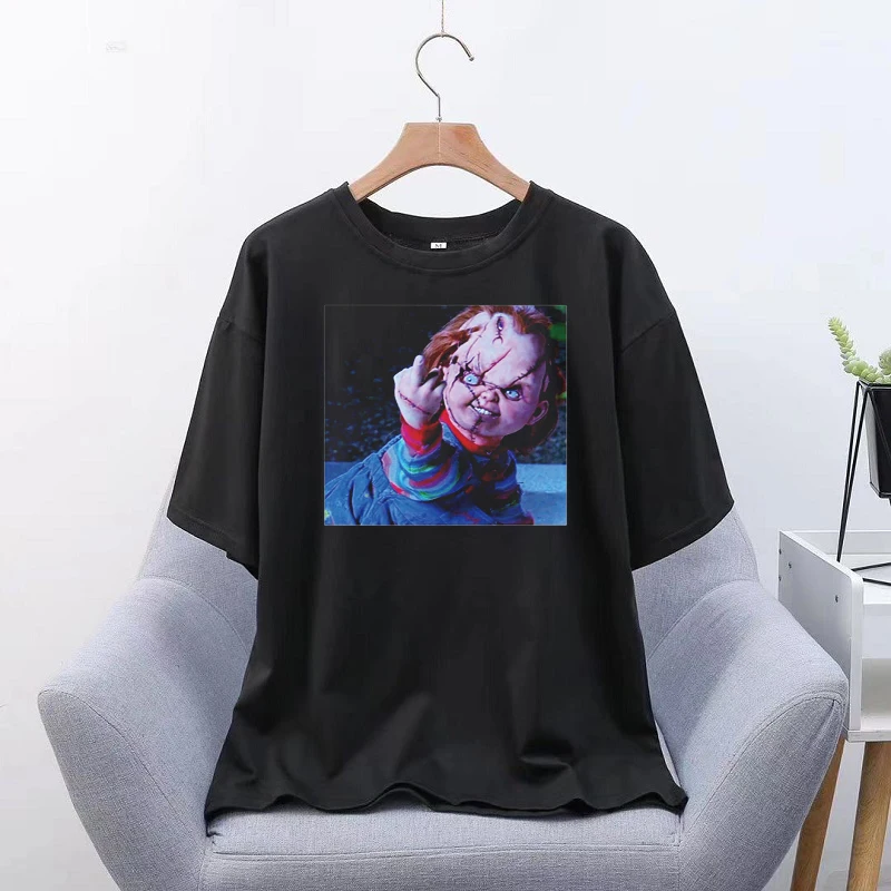 Chucky Monstras Vyrai Moterys Harajuku Spausdinti Rožinė T-Shirt Japonų Meno Estetika Vasaros Drabužių Streetwear Tees Viršūnės