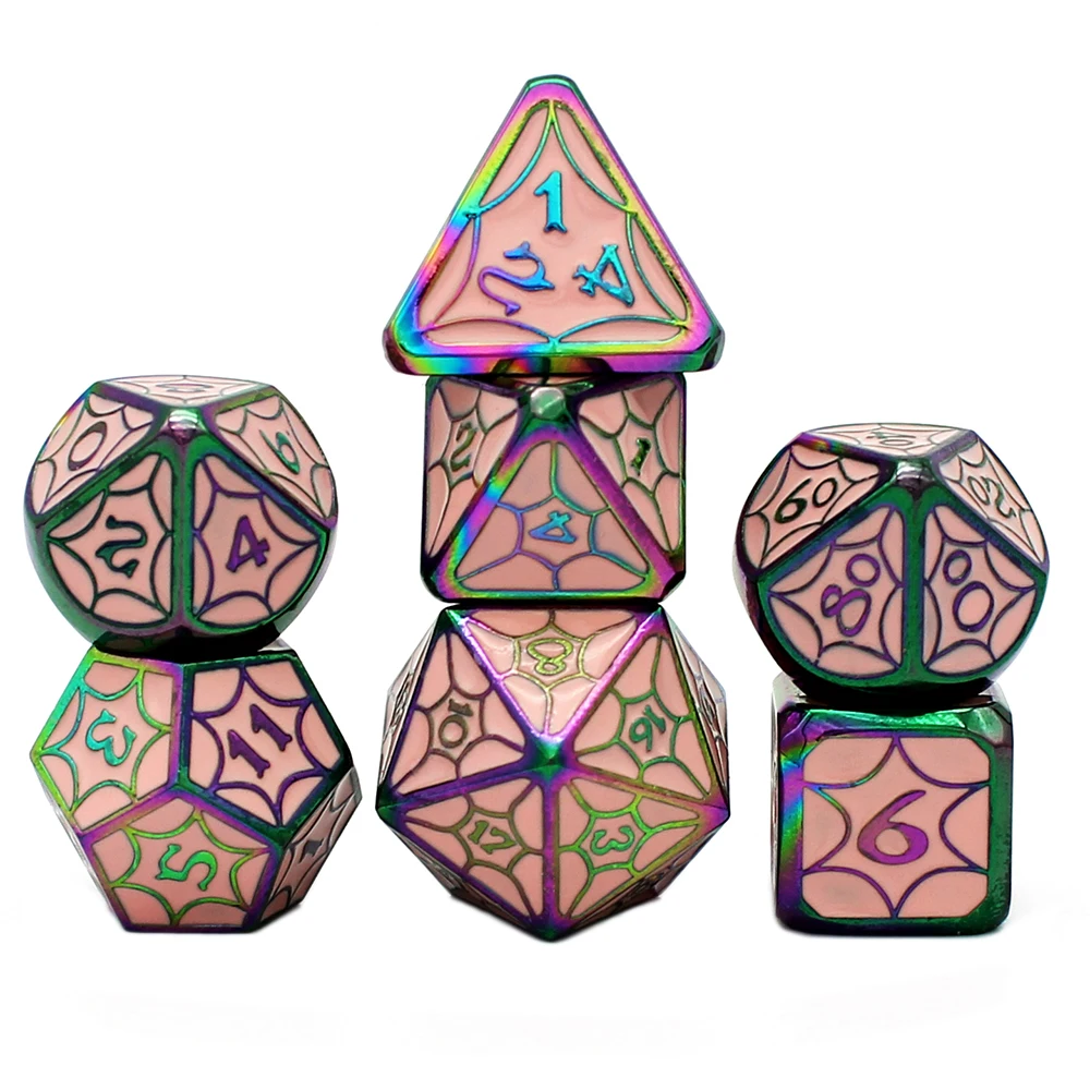 Cinko Lydinio Metalo Kauliukai Polyhedral Kauliukai 7PCS D20 D10 D12 D6 D8 D4 už kauliukus DND RPG MTG Stalo Žaidimų Kauliukai setpolyhedral d&d kauliukus