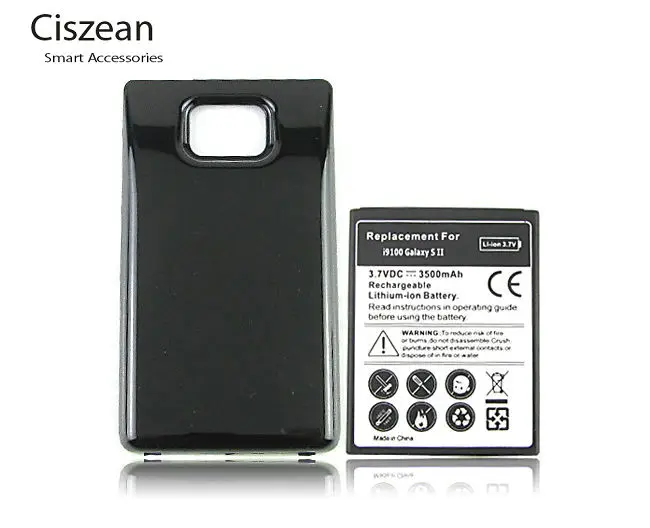 Ciszean 1x 3500mAh EB-F1A2GBU Išplėsta Baterijos + 2 Pasirinktiniai Spalvos Dangtelis) Samsung Galaxy S2 II I9100 Juodas arba Baltas