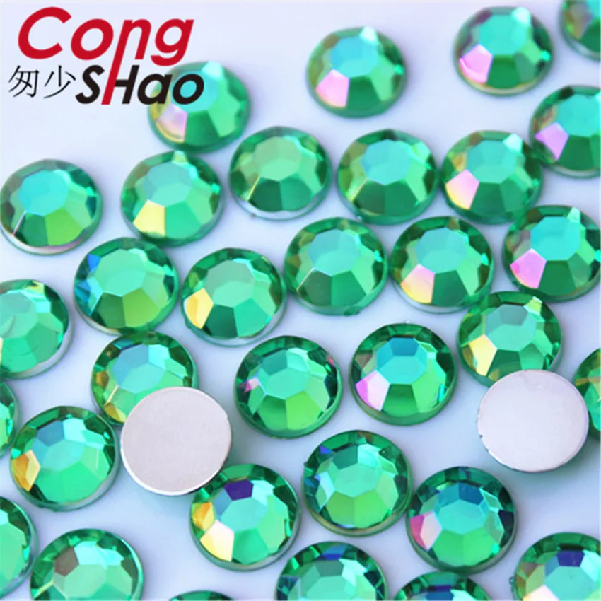 Cong Shao 200pcs 10mm AB Spalvinga flatback akmenys ir kristalai, Akrilas Turas kalnų krištolas aplikacijos 