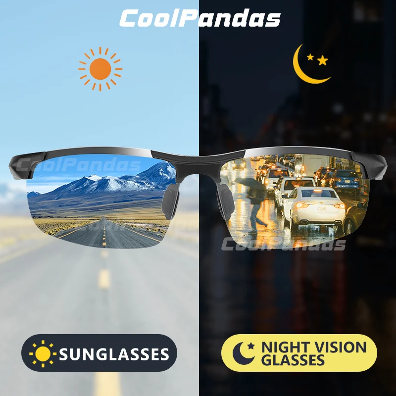 CoolPandas Vyrų Aliuminio Magnio Photochromic Akiniai nuo saulės, Poliarizuoti Vairavimo Chameleonas Saulės Akiniai Dieną Naktinio Matymo gafas de sol