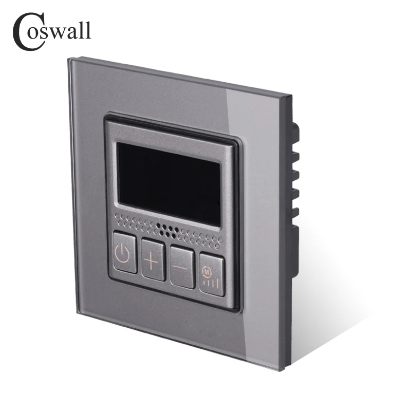 Coswall Stiklo plokštės Termostatas, Temperatūros Kontrolė, LCD Ekranas, Oro Kondicionavimo sistema / Šviežio Oro Sistema 10A Relay 2000W Apkrovos