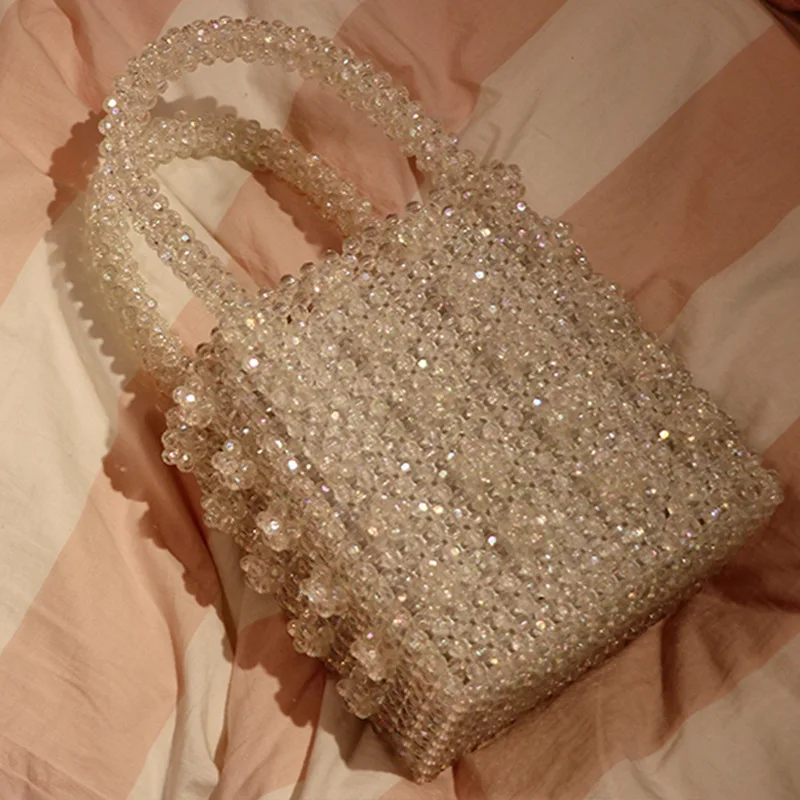 Crystal Lady Vakarienė Bag Rankinė Ins Nišą Dirbtinių Kristalų Audimo Sunkiosios Pramonės Pearl Rankinės Pavadinimas Krepšys