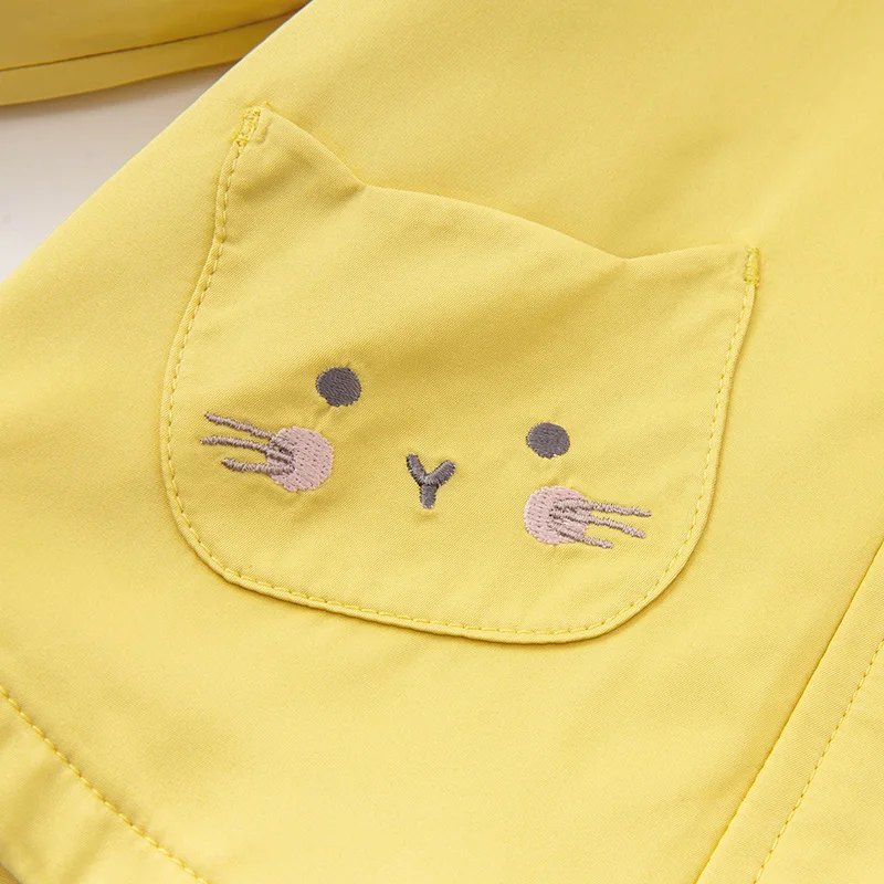 DBJ16669 dave bella pavasario kūdikių mergaičių mados animaciją kačių kišenės užtrauktuką gobtuvu kailio vaikams viršūnes kūdikiams, vaikiška viršutinių drabužių siuvimas