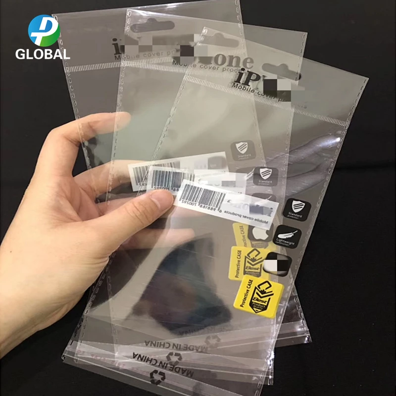D&P 300pcs 11*17cm Skaidri Lipni sandarinimo OPP Plastikinės pakuotės maišelis telefono dėklas pakavimo maišeliai su plokštuma kabo skylė