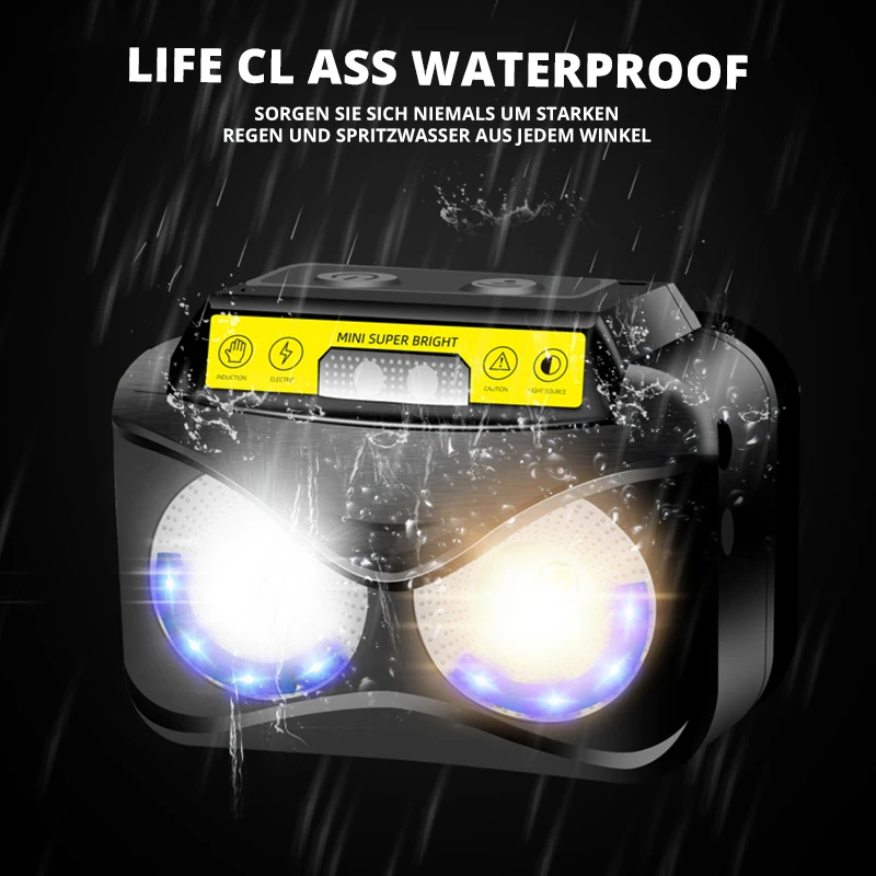Daugiafunkcis Jutiklis LED Žibintų Nešiojamų Žibintų K5+COB Žibintai Kūno Judesio Kempingas priekinis žibintas Pėsčiųjų Žvejybos Įspėjamoji Lemputė