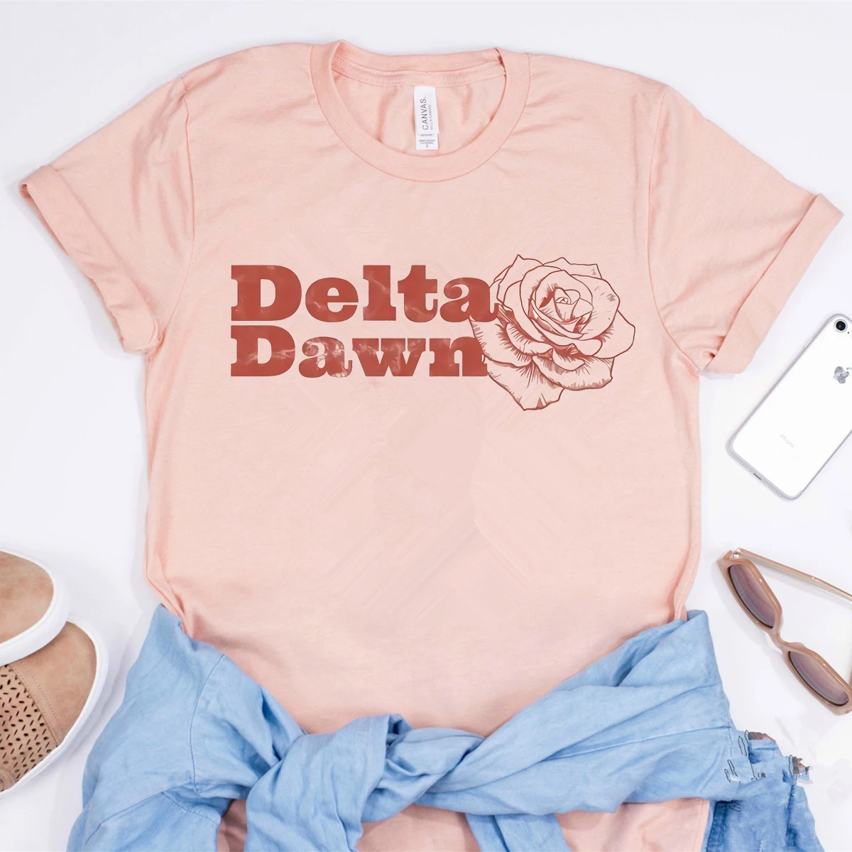 Delta Dawn Šalies Muzikos T-Shirt Moterims, Vintage Marškinėliai Mielas Vakarų Tees Coutry Mergina Gėlių Grafinis Tees Atsitiktinis Viršūnės
