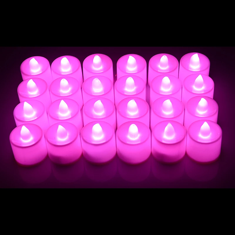 Didmeninė 24Pcs Spalvotų Mini Elektroninė Žvakė Ramstis Formos Vestuvių Valentino Diena Šalis, Žavesio Saugos Nerūkomojo Led Žvakė